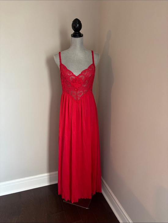 Other - Vintage 1960s/70 Miss Elaine Red Lace Bodice Maxi Dress size medium
